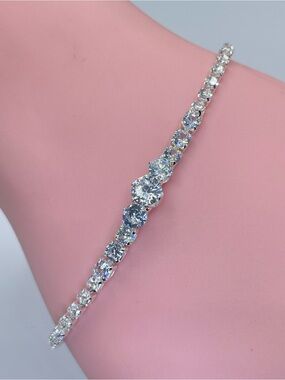 Swarovski Crystal Elements White Crystal Dainty Tennis Bracelet Bridal Delicate